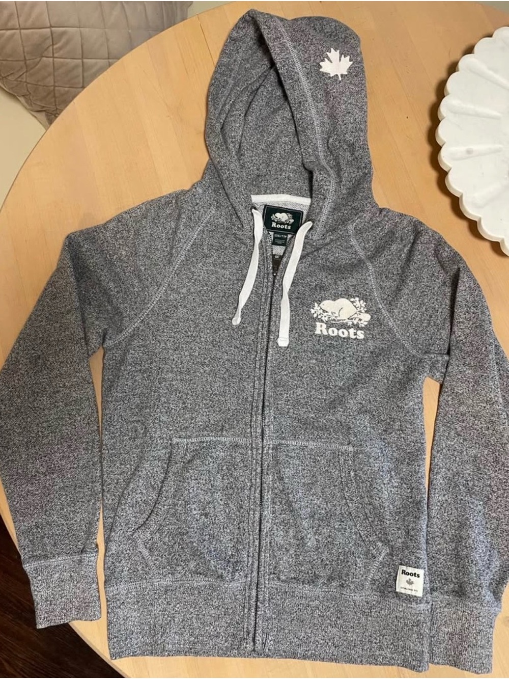 Roots Gray Full-Zip Hoodie Sweatshirt